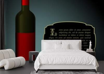 Illustration the elite wine bottle with red blank label Wall mural