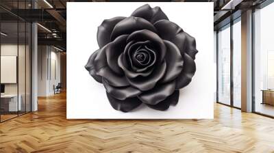 rose flower black bud, top view, isolated on white background Wall mural