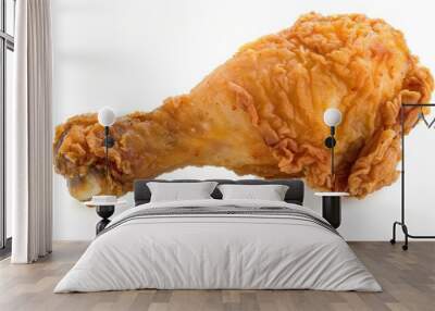 Fried chicken leg isolated on white background.  Wall mural