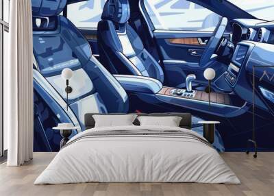 Illustration of a comfortable passenger seat in a luxury car Wall mural