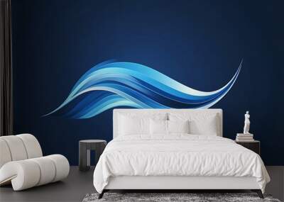 A dynamic vector logo of a swift wave designed with flowing blue gradients and sharp clean edges Wall mural