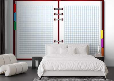 Datebook with a pen. a sheet in a cage. Vector. EPS - set 2 Wall mural