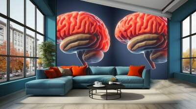  Four perspectives of a 3D illustration of a human brain Wall mural