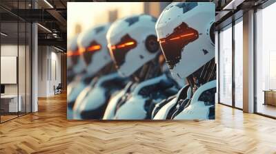 3D illustration featuring a group of cyborgs showcasing artificial intelligence advanced robotics and futuristic technology Wall mural