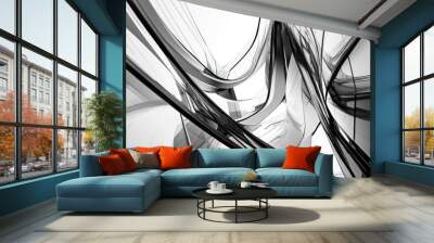 Abstract architectural design featuring glass and steel in a black and white color scheme Wall mural