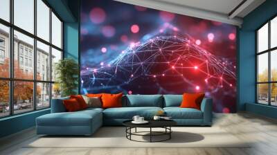 Abstract representation of artificial intelligence Technological web backdrop Virtual concept visualization Wall mural