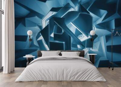 Geometric Blue Light Background  Abstract 3D Illustration Volume 3 Wall mural