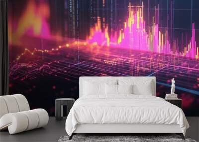 Intricate digital representation of financial information featuring dynamic charts and graphs illustrating real time market analysis 3D rendering Wall mural