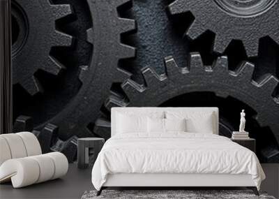 Black Gears Background for Industrial Design Wall mural