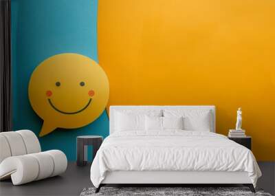 Positive Communication: Smiling Face in Speech Bubble Wall mural