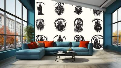 Grim reaper Silhouette Vector Illustration set Wall mural