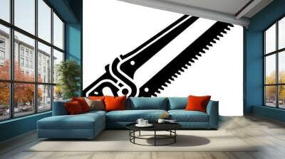 Hacksaw Tool Silhouette Vector Template Wall mural