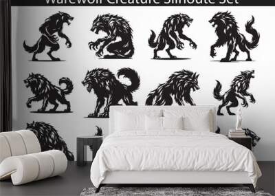 Mythic Creature Werewolf Silhouette Vector Set Wall mural