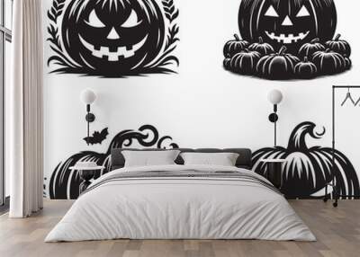 Pumpkin Silhouette vector Illustration set Wall mural