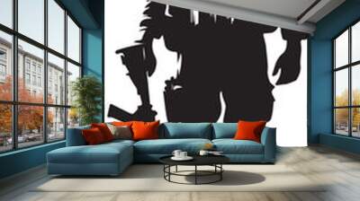 Silhouettes of American soldiers with guns and backpacks Wall mural