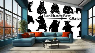 Vector silhouette bear, various bear silhouettes on the white background Wall mural