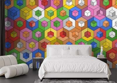 colorful abstract background and geometric elements, illustrations in the form of geometric shapes Wall mural