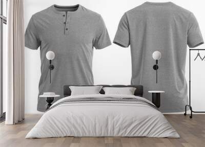 (GRAY MELANGE) 3D render short sleeve Henley shirt 3 button Wall mural