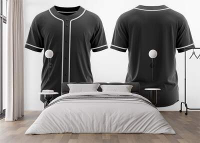 Baseball jersey for men's, 3d render, Black Wall mural