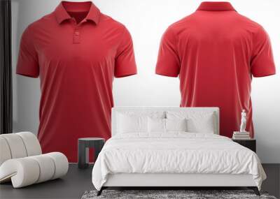 Polo shirt, Short Sleeve, 2 Button, Pique fabric. Texture ( 3d rendered ) Red Wall mural