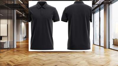 Short-Sleeve polo shirt rib collar and cuff ( Realistic 3d renders ) Black Wall mural