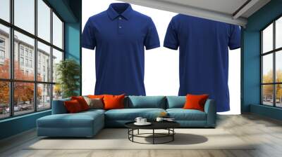 Short-Sleeve polo shirt rib collar and cuff ( Realistic 3d renders ) navy Wall mural