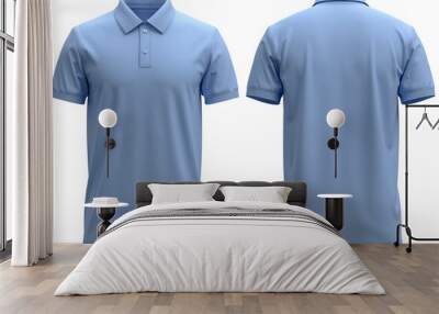 Short-Sleeve polo shirt rib collar and cuff ( Realistic 3d renders ) sky blue Wall mural