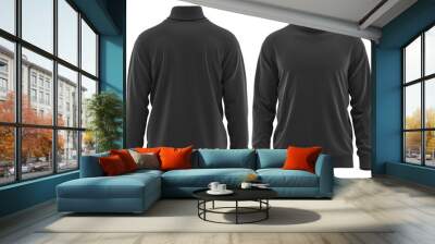 Sweater pullover knitted high neck  Long sleeve for man ( 3d rendered) Color Black Wall mural