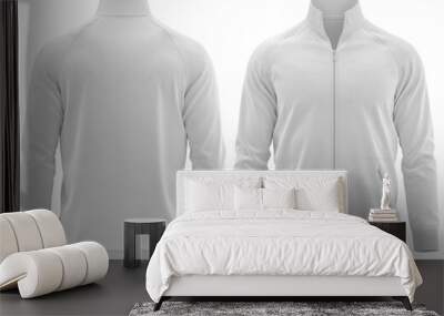 Sweatshirt Full zip Raglan Sleeve With collar and cuff with pocket color White Wall mural