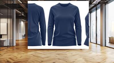 T-shirt Round neck Long sleeve ladies Front and Back 3D rendering ( NAVY ) Wall mural