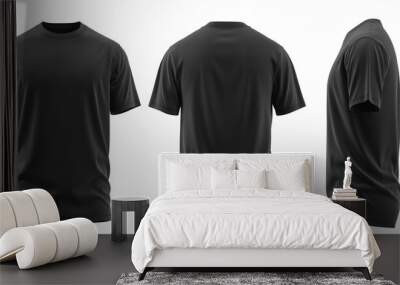 T-Shirt Short Sleeve Men's. For mockup ( 3d rendered / Illustrations) front and back Black Wall mural