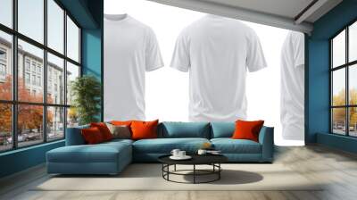 T-Shirt Short Sleeve Men's. For mockup ( 3d rendered / Illustrations) front and back White Wall mural