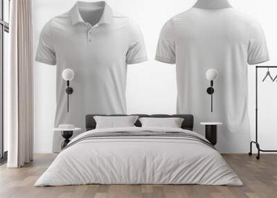 White Color 3d rendered Short Sleeve polo shirt with Rib collar and cuff Wall mural