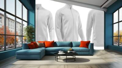 White Jacket fleece mockup, design presentation for print, 3d illustration, 3d rendering Wall mural