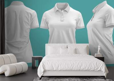 WHITE Polo shirt Short-Sleeve  Wall mural