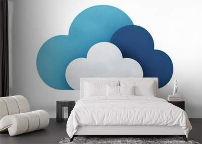 Cloud-based business icons merging into a single cohesive unit, integration, cloud synergy Wall mural