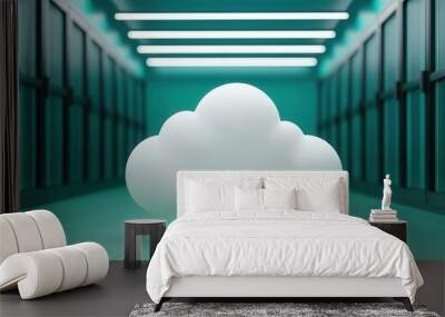 Cloud systems visualized as a blueprint in a futuristic datacenter, digital infrastructure concept Wall mural