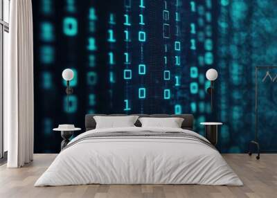 Digital binary code subtly integrated into a tech pattern, Tech Background, Digital minimalism Wall mural