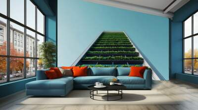 Highrise with green energy facade, futuristic sustainable tech, 3D illustration Wall mural