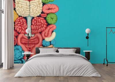 Symbiotic relationship between probiotics and immune cells, gut health, immune system Wall mural