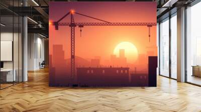 Vector background Construction site Minimalistic 2d flat vector style Wall mural