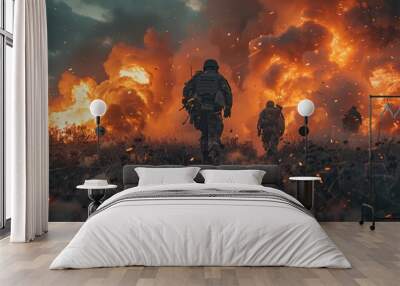 World War III between the United States and the Soviet Union, battlefield, US Army Ghost Army participates in the war, movie scenes, war scenes, movie lighting style Wall mural