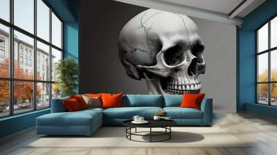 Gothic ornamentation with a wing-adorned skull vector.  ai generated Wall mural