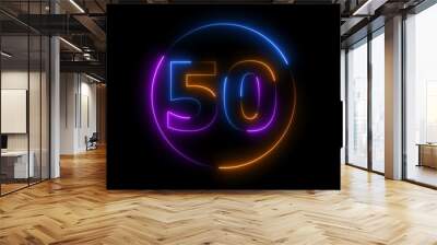 Neon digital number fifty with alpha channel, neon sign pink and blue color illustration.

 Wall mural