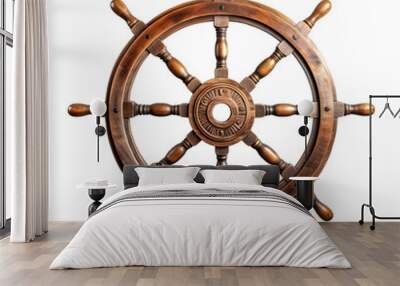 Steering hand wheel ship isolated on transparent background. PNG file, cut out Wall mural