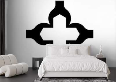 Vector logo design illustration of a cross of a wrench cut element. Unique cross logo Wall mural