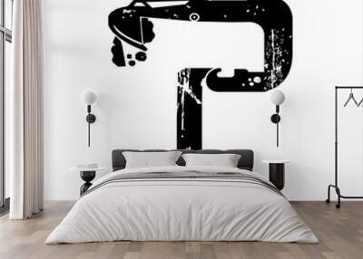 Vector logo design letter P with excavator. Wall mural