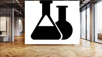 Black vector illustration of two beakers on a transparent background. Perfect for scientific and laboratory themes designs, experimentation visuals, and educational materials Wall mural