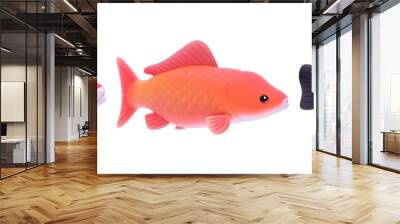 Playful 3D koi fish or goldfish cartoon illustration, Set of vibrant aquatic pets toy objects isolated on transparent, Cute fun aquarium pet collection Wall mural