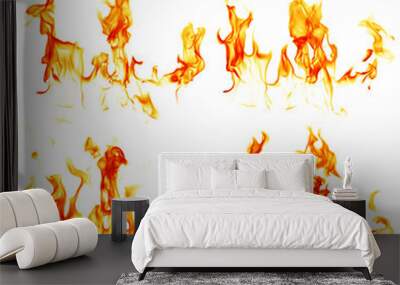 Fire flames isolated on white background Wall mural